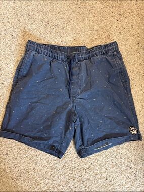 Men's Navy Blue Casual Drawstring Shorts
